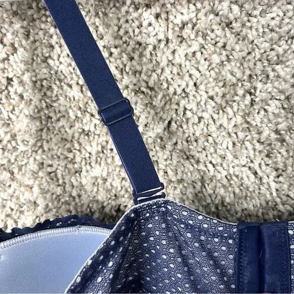 Torrid Bra Women’s 44B Deep Navy Blue Floral Lace Push-Up Demi - Picture 7 of 10